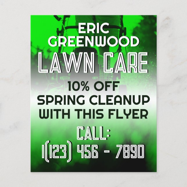 Green tone lawn care inspired modern flyer (Front)