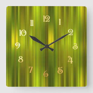 Green Tone Stripes Square Wall Clock