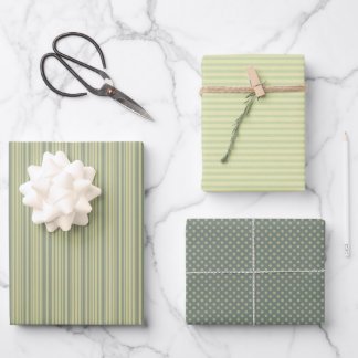 Green Tone Wrapping Paper Set of 3 Designs