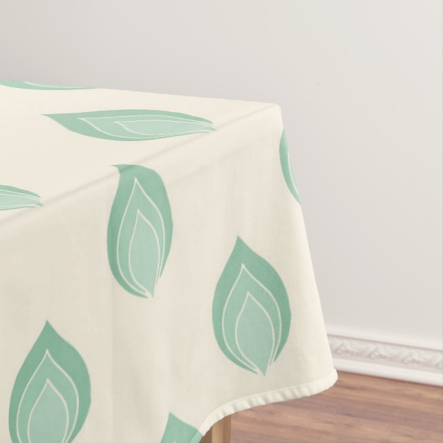 Green Tones Abstract Flowers Tablecloth (In Situ)