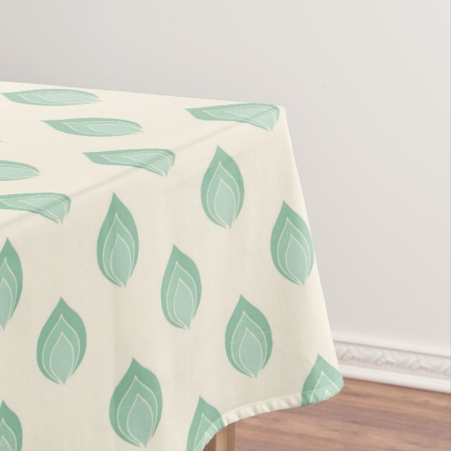 Green Tones Abstract Flowers Tablecloth (In Situ)