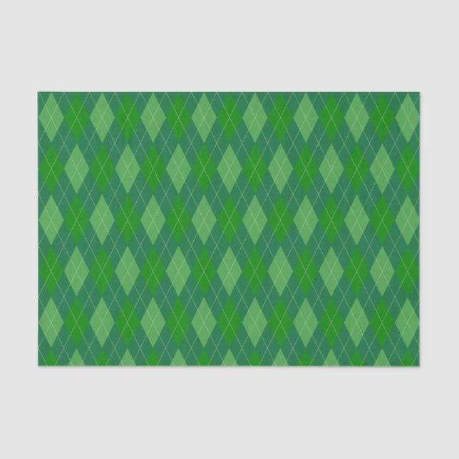 Green Tones Argyle Pattern Tissue Paper (Front)