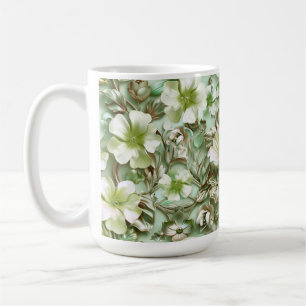 Green tones, Floral Pattern Coffee Mug