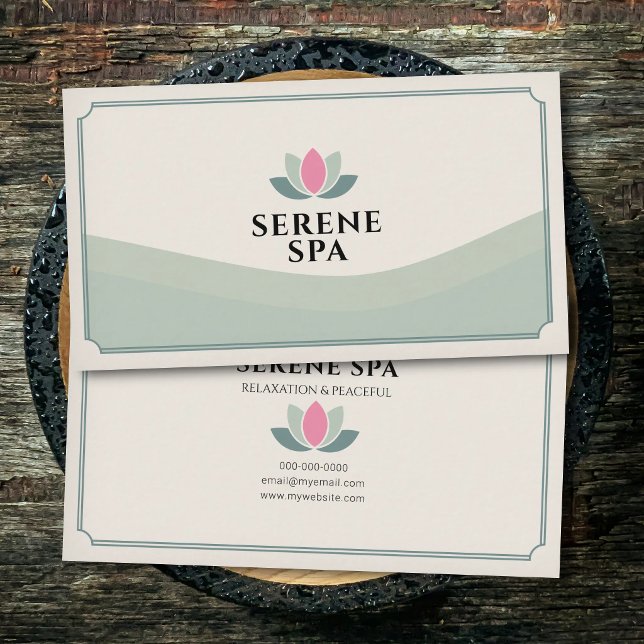 Green Tones Lotus Flower - Spa Salon Business Card (Green Tones Lotus Flower - Spa Salon Business Card)