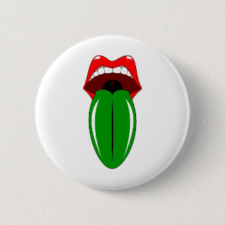 Green Tongue 6 Cm Round Badge