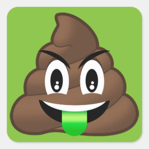 Green Tongue Crazy Poop Emoji Square Sticker