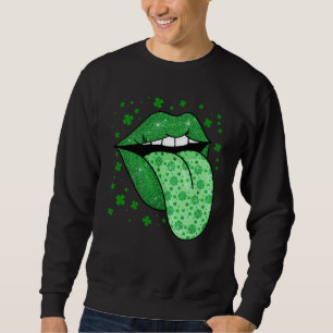 Green Tongue & Lips Shamrock St Patrick's Day Girl Sweatshirt