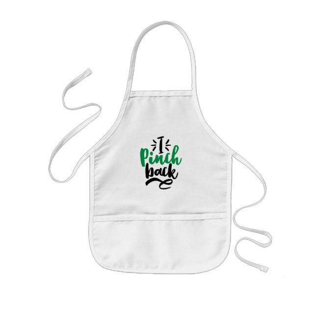 Green Too Cute to Pinch St. Patrick’s Day Graphic Kids Apron (Front)