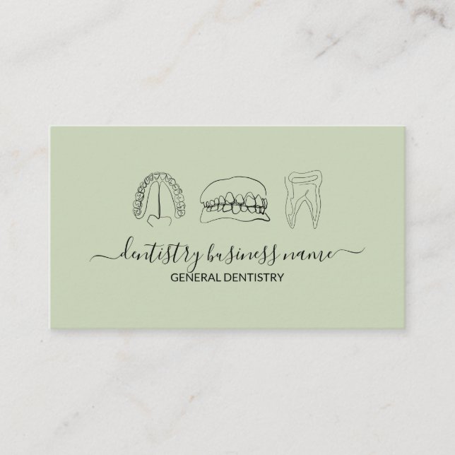 Green Tooth whitening dental art Business Card (Front)