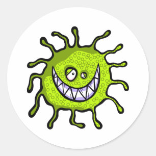 Green Toothy Bacteria Allergy Bug Classic Round Sticker