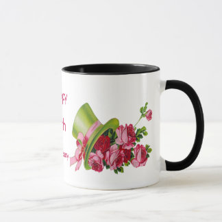 Green top hat and roses, Happy 65th Anniversary Mug