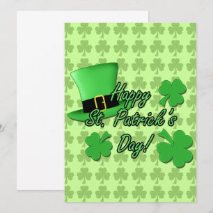 Green top hat Shamrocks St. Patricks Day Invite