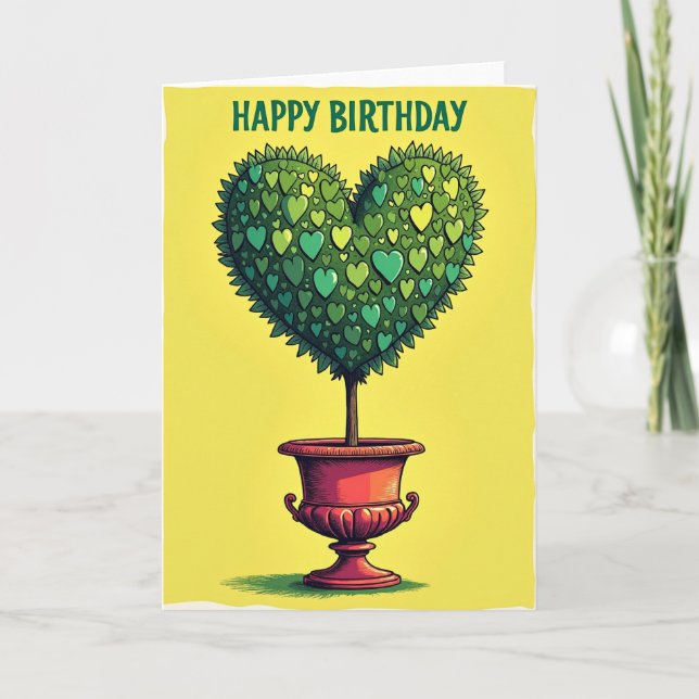 Green Topiary Birthday Card (Front)