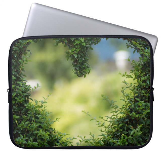 Green Topiary Heart Laptop Sleeve (Front)