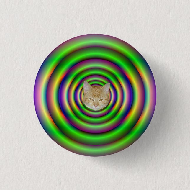 Green Torus Tunnel Pinback Button + cat (Front)