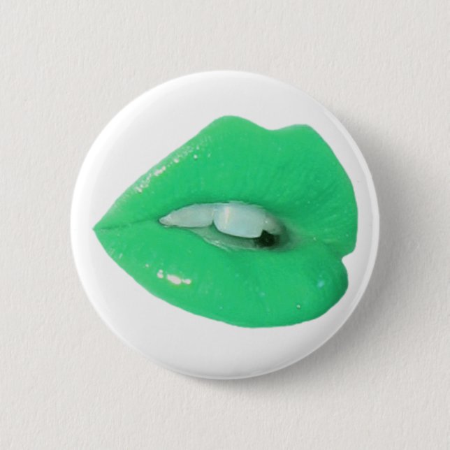 Green Toxic Kiss 6 Cm Round Badge (Front)