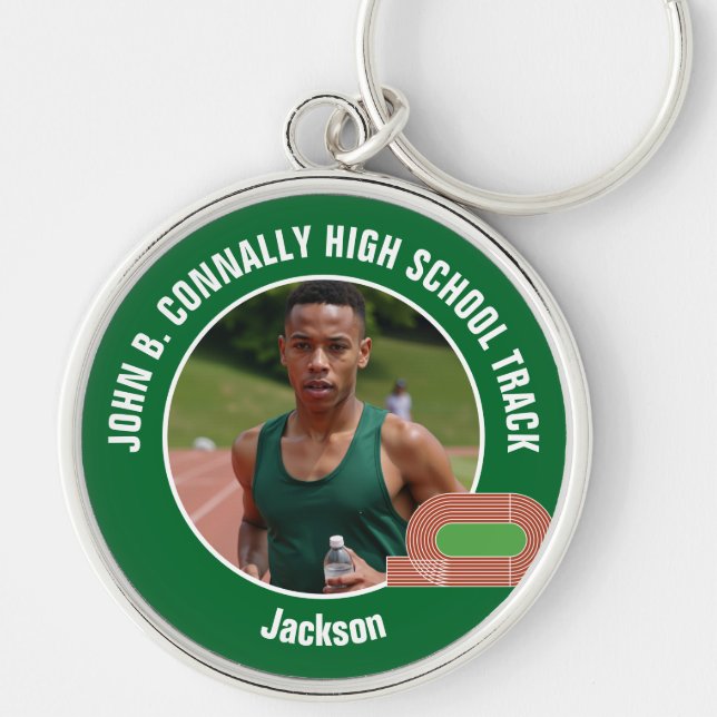 Green Track & Field Photo High School Athlete Key Ring (Front)