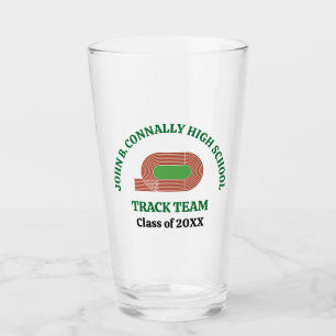 Green Track Team Custom High School Runner Glass