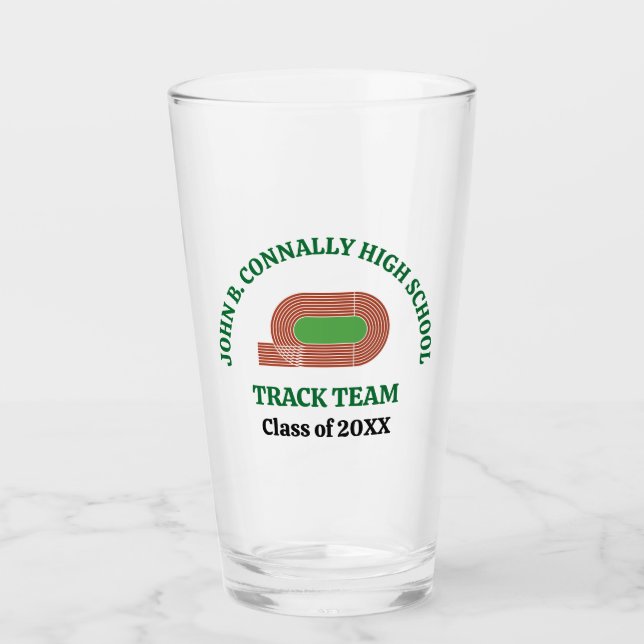 Green Track Team Custom High School Runner Glass (Front)