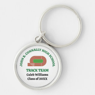 Green Track Team Custom High School Runner Key Ring