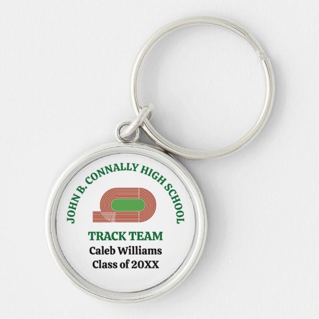 Green Track Team Custom High School Runner Key Ring (Front)
