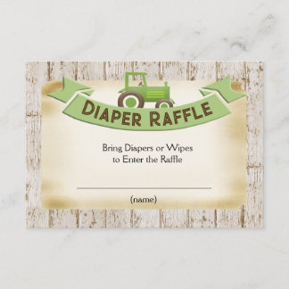 Green Tractor Baby Boy Diaper Raffle Card
