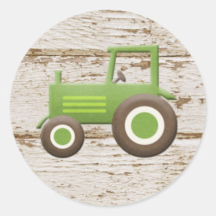 Green Tractor Baby Boy Sticker