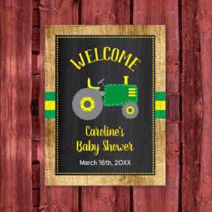 Green Tractor Baby Shower Welcome Sign Decor