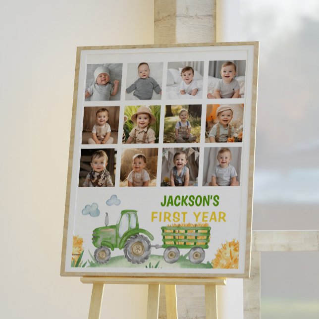 Green Tractor Birthday Photo Milestone Sign (Creator Uploaded)