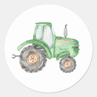 Green Tractor Birthday Sticker