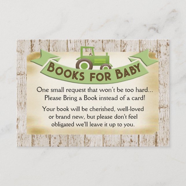 Green Tractor Books for Baby Card (Front)