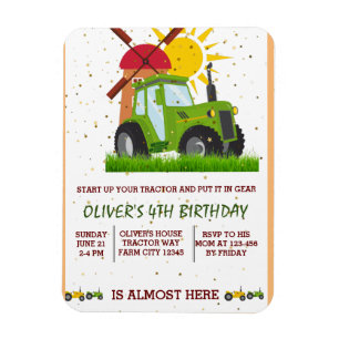 Green Tractor Boys Themed Birthday Party  Magnet