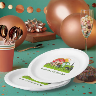 Green Tractor   Boys Themed Birthday Party Paper Plate