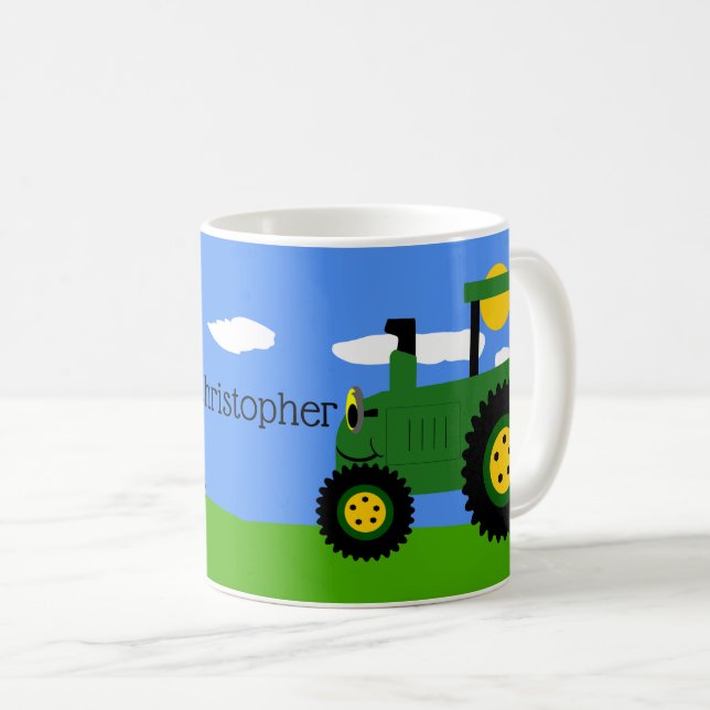 Green Tractor Coffee Mug (Front Right)