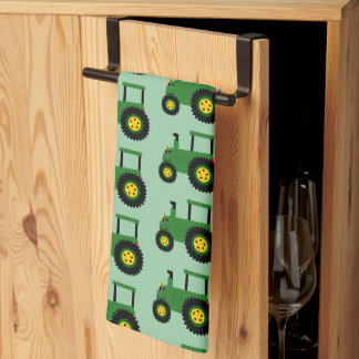 Green Tractor Design Any Colour Background Tea Towel