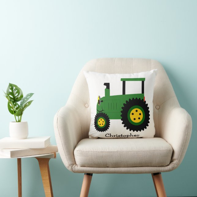 Green Tractor Design Personalised Cushion (Chair)