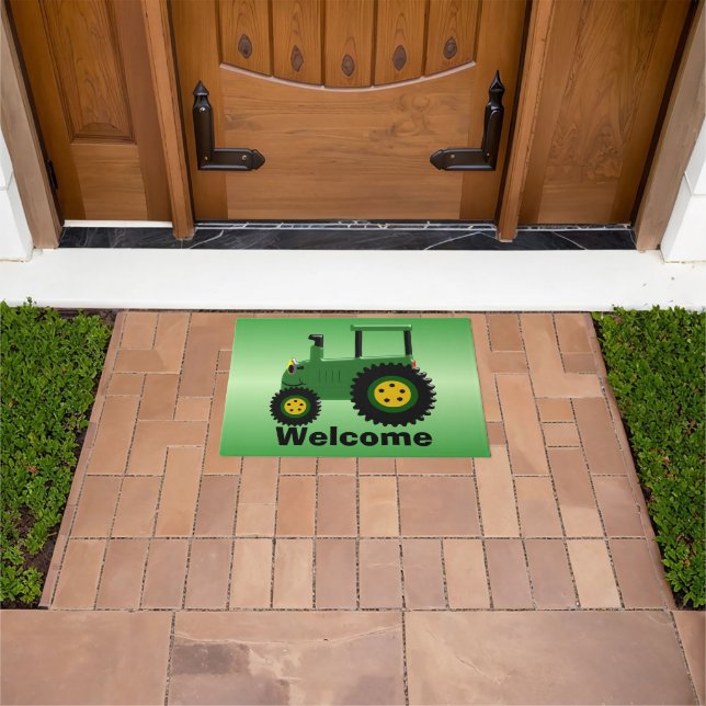 Green Tractor Design Personalised Doormat (Outdoor)