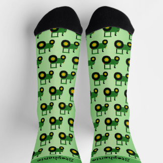 Green Tractor Design Personalised Socks