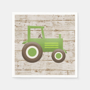 Green Tractor Farm Baby Shower Boy Napkin