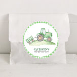 Green Tractor Farm birthday Classic Round Sticker<br><div class="desc">These tractor stickers can be used so many ways.   If you need additional item,  please just message me here on zazzle.</div>