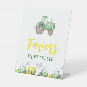 Green Tractor Farm Birthday Favours Sign
