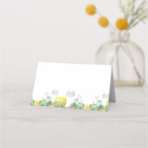 Green Tractor Farm Birthday Food Cards