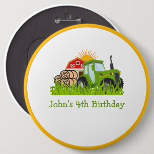 Green Tractor Farm Theme Birthday Party Decor 6 Cm Round Badge
