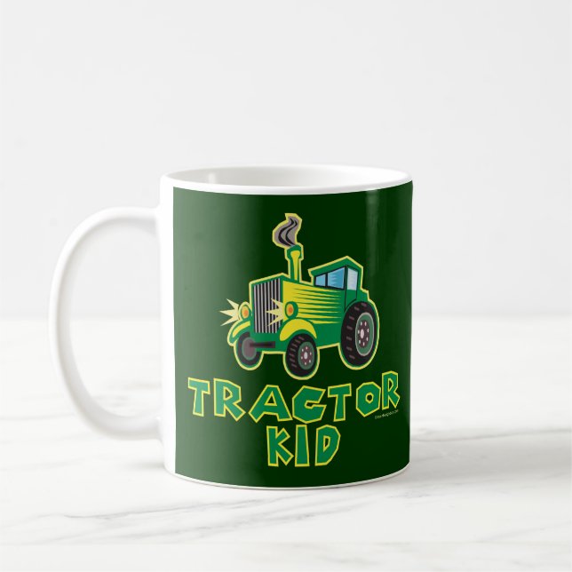 Green Tractor Kid Coffee Mug (Left)