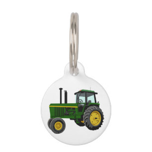 Green Tractor Pet Tag