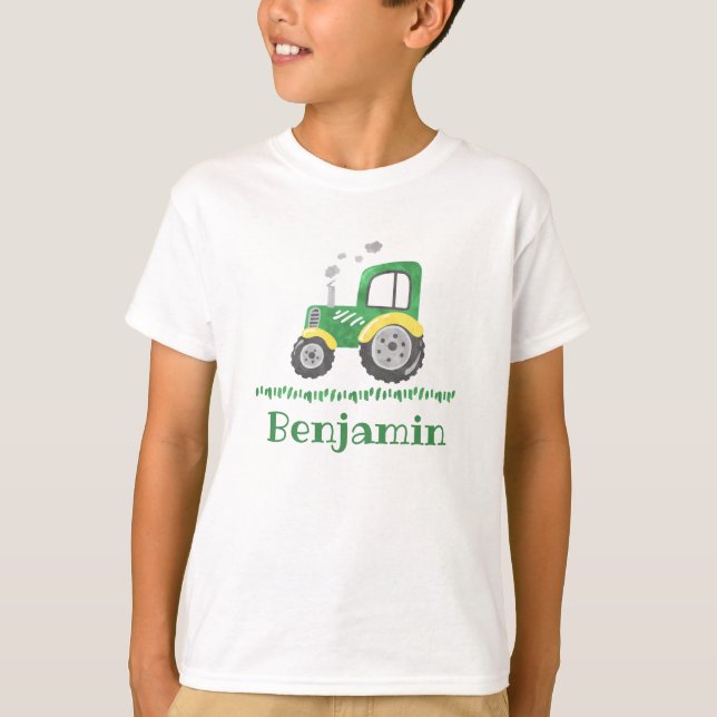 Green Tractor Shirt Personalised (Front)