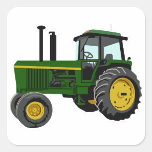 Green Tractor Square Sticker