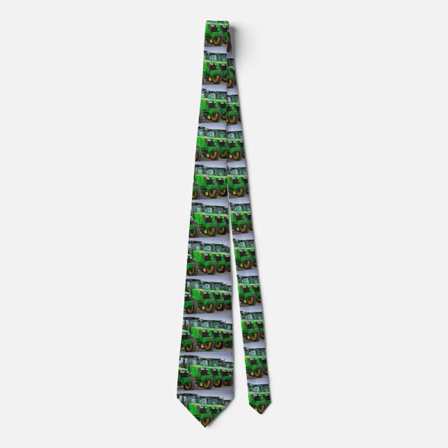 Green Tractor Striped Tie (Front)
