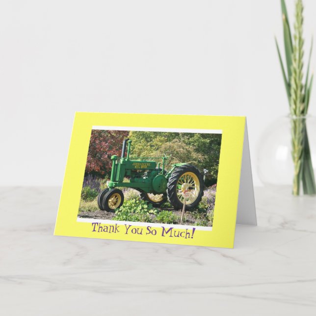Green Tractor Thank You Card (Front)