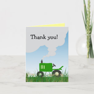 Green Tractor Thank You Note Card